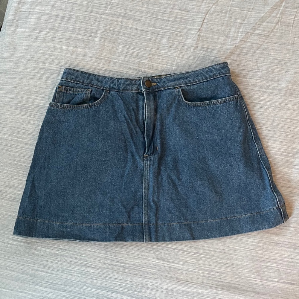 American apparel indigo wash denim mini skirt